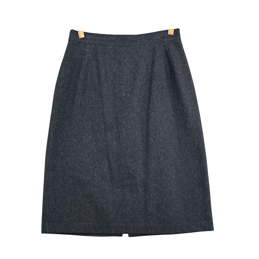 Sag Harbor Pencil Skirt‎ Womens 12 Gray Pure Wool Lined Career Midi Vintage Corp